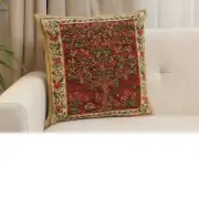 Tree of Life Red I Belgian Sofa Pillow Cover | Close Up 1