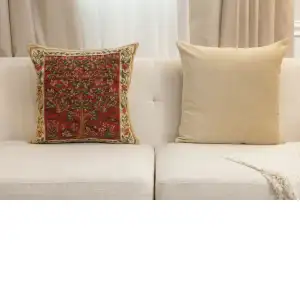 Tree Of Life Red I Belgian Cushion Cover - 18 in. x 18 in. Cotton by Charlotte Home Furnishings Inc