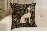 Medieval Hound Sitting Belgian Sofa Pillow Cover | Close Up 1
