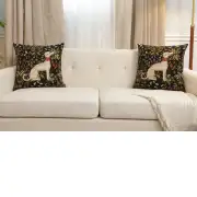 Medieval Hound Sitting Belgian Sofa Pillow Cover | Close Up 5