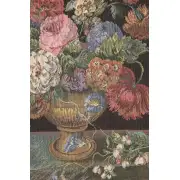 Flower Basket Black Belgian Tapestry Wall Hanging | Close Up 1