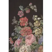 Flower Basket Black Belgian Tapestry Wall Hanging | Close Up 2
