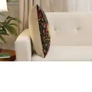 Medieval Rabbit with Flowers Running Belgian Sofa Pillow Cover | Close Up 2