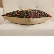 Medieval Rabbit with Flowers Running Belgian Sofa Pillow Cover | Close Up 3