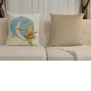 The Little Prince with a Fox on the Moon Belgian Sofa Pillow Cover | Close Up 5
