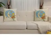 The Little Prince with a Fox on the Moon Belgian Sofa Pillow Cover | Close Up 5