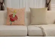 The Little Prince Standing on a Rose Belgian Sofa Pillow Cover | Close Up 5