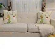 The Little Prince and Birds Belgian Sofa Pillow Cover | Close Up 5