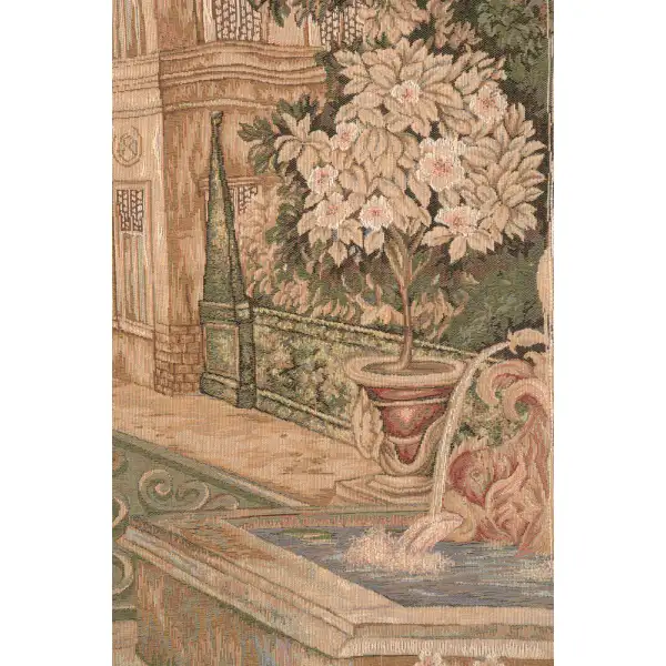 Verdure Fontaine Carree French Wall Tapestry - 58 in. x 58 in. Cotton/Viscose/Polyester by Charlotte Home Furnishings | Close Up 1