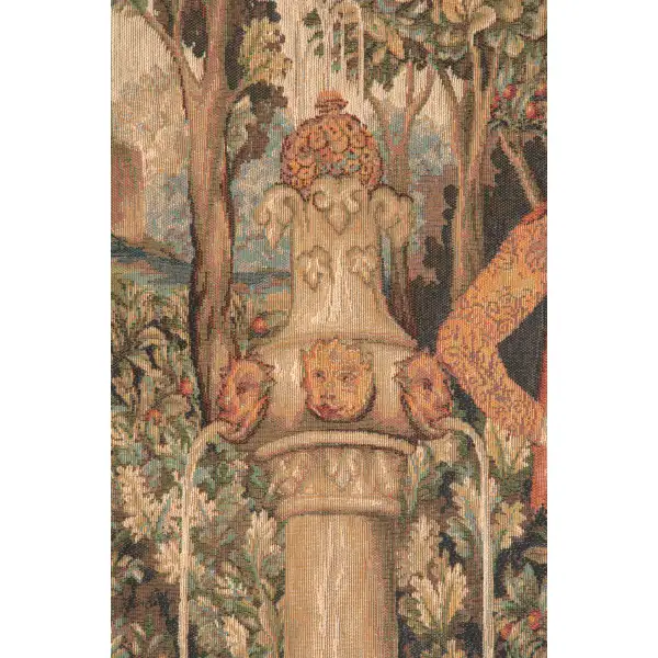 Portiere Licorne Fontaine French Wall Tapestry | Close Up 1