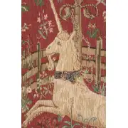 Licorne Captive Rouge French Wall Tapestry - 44 in. x 58 in. Wool/cotton/others by Charlotte Home Furnishings | Close Up 1