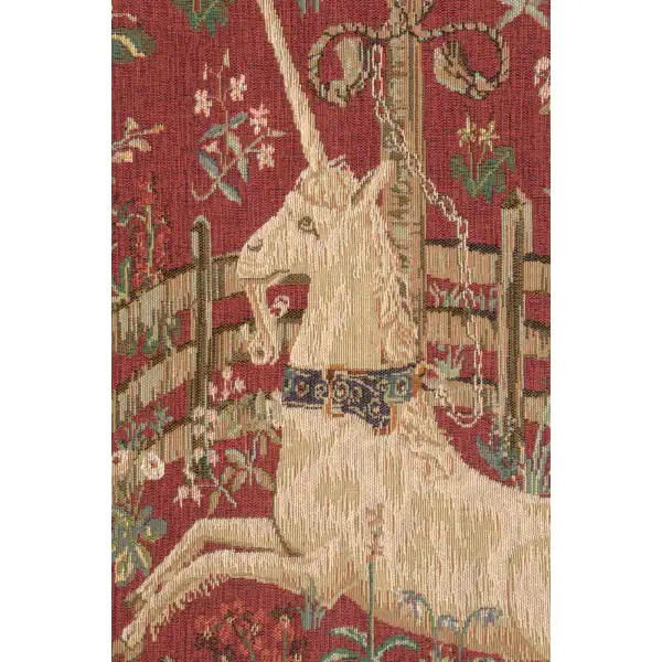 Licorne Captive Rouge French Wall Tapestry | Close Up 1