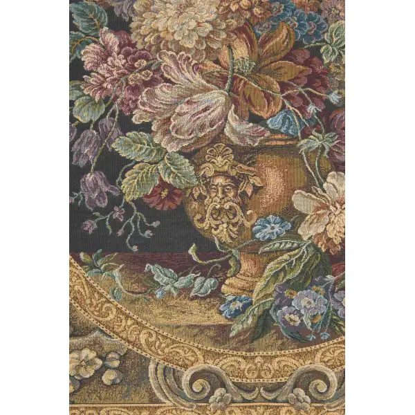 Floral Composition in Vase Dark Green Italian Tapestry | Close Up 1