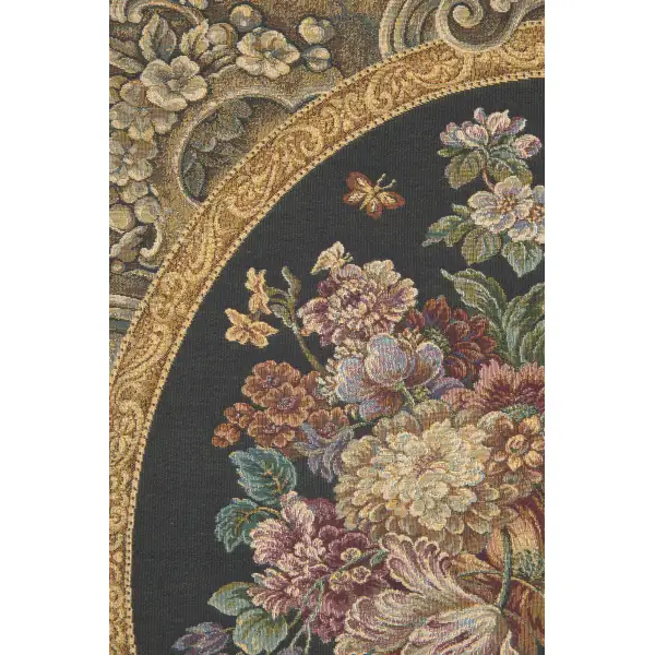 Floral Composition in Vase Dark Green Italian Tapestry | Close Up 2