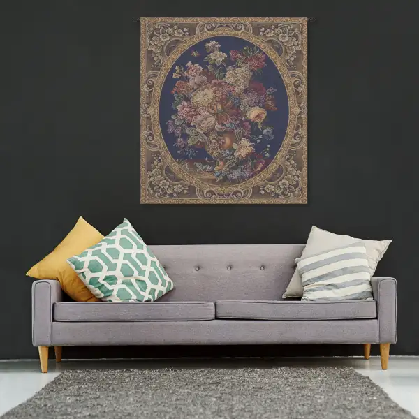 Floral Composition in Vase Dark Blue Italian Tapestry | Life Style 1