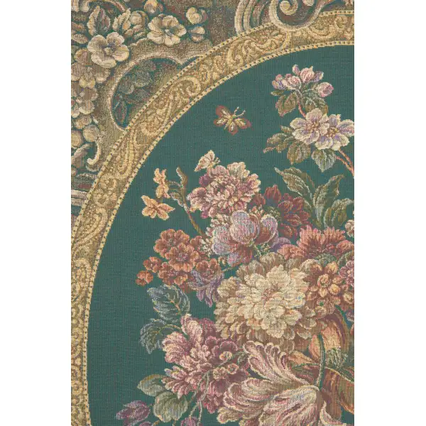 Floral Composition in Vase Green Italian Tapestry | Close Up 2