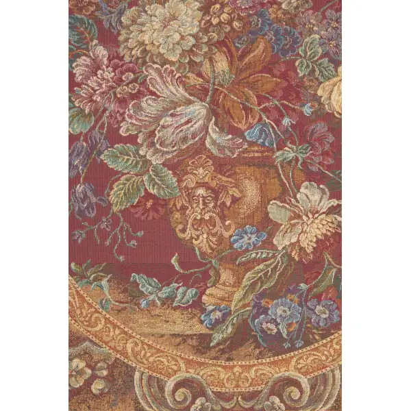 Floral Composition in Vase Burgundy Italian Tapestry | Close Up 1