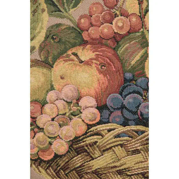 Fruit Basket Beige Belgian Tapestry Wall Hanging | Close Up 1