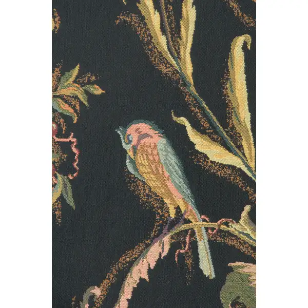 Birds Black Belgian Tapestry Wall Hanging - 46 in. x 62 in. Cotton/Viscose/Polyester by Charlotte Home Furnishings | Close Up 1