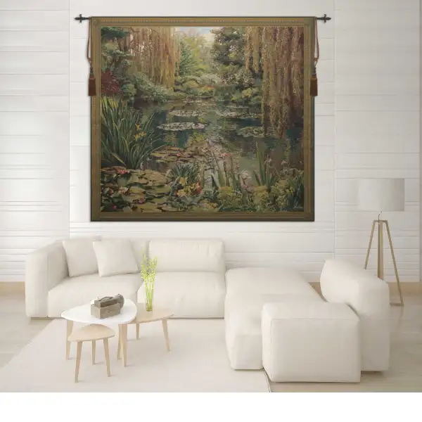 Monet's Garden 3 Large with Border Belgian Tapestry Wall Hanging | Life Style 1