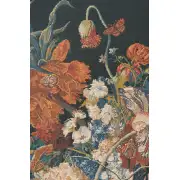 Terracotta Floral Bouquet Black Belgian Tapestry Wall Hanging - 32 in. x 42 in. Cotton/Treveria/Wool by Jan Van Huysum | Close Up 2