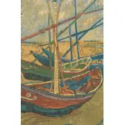 Van Goghs Fishing Boats Belgian Tapestry Wall Hanging | Close Up 1