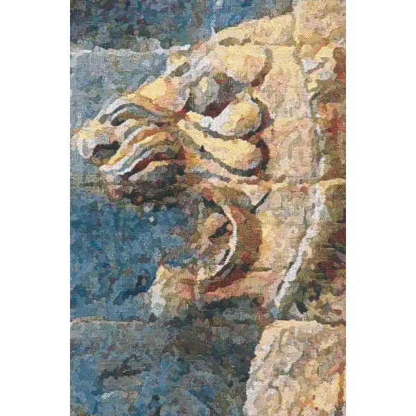 Lion II Darius Belgian Tapestry Wall Hanging - 56 in. x 32 in. Cotton/Wool/Polyester by Charlotte Home Furnishings | Close Up 2