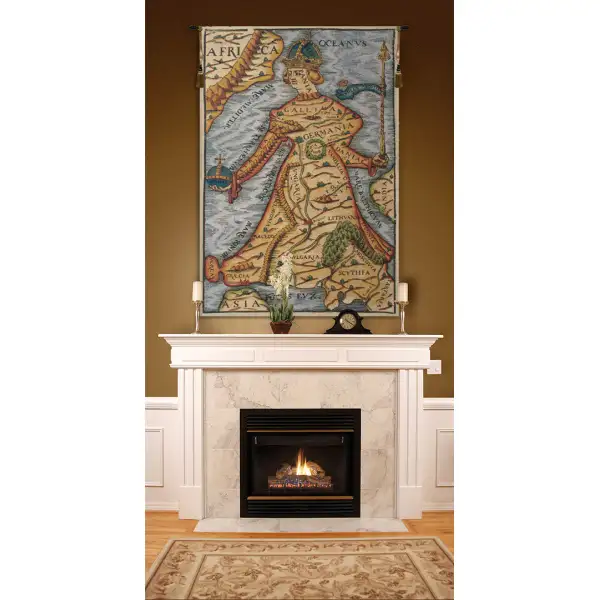 Ptolemaeus Map Belgian Tapestry Wall Hanging - 38 in. x 56 in. CottonWool by Charlotte Home Furnishings | Life Style 1