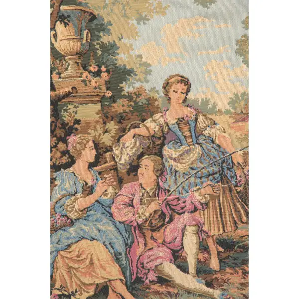 Gallanteries Belgian Tapestry Wall Hanging - 55 in. x 38 in. Cotton/Viscose/Polyester by Francois Boucher | Close Up 2