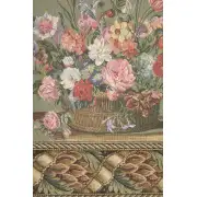 Flower Basket Green Belgian Tapestry Wall Hanging | Close Up 1