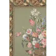 Flower Basket Green Belgian Tapestry Wall Hanging | Close Up 2