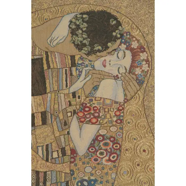 The Kiss Belgian Tapestry Wall Hanging - 26 in. x 36 in. A/viscose/polyesterampothers by Gustav Klimt | Close Up 1