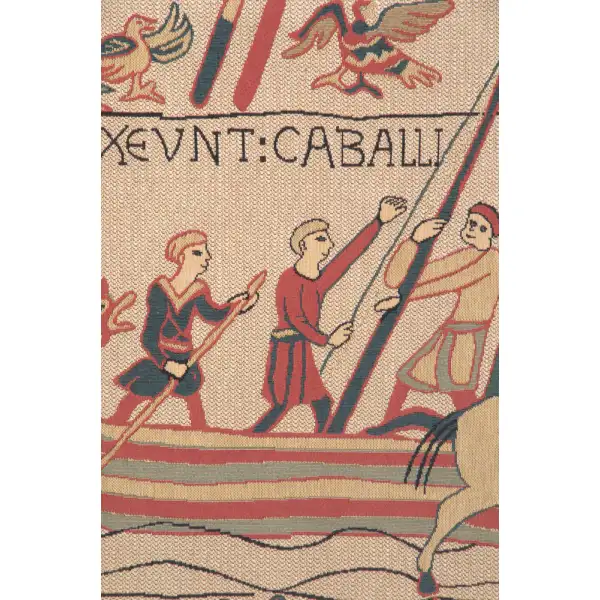 Bayeux Belgian Tapestry Wall Hanging - 54 in. x 18 in. cottonampViscose by Charlotte Home Furnishings | Close Up 1