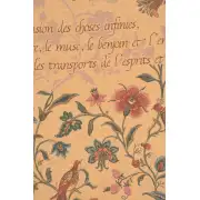 French Poem and Birds Belgian Tapestry | Close Up 2