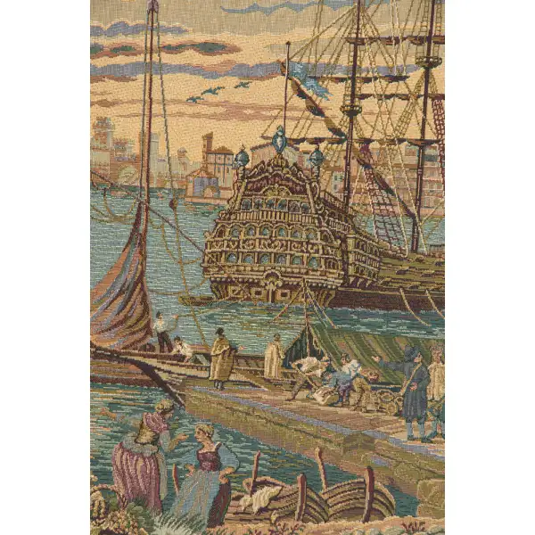 The Harbour Italian Tapestry - 44 in. x 24 in. Cotton/Viscose/Polyester by Francesco Guardi | Close Up 1