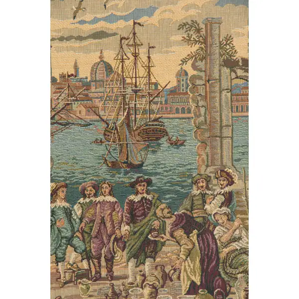 The Harbour Italian Tapestry - 44 in. x 24 in. Cotton/Viscose/Polyester by Francesco Guardi | Close Up 2