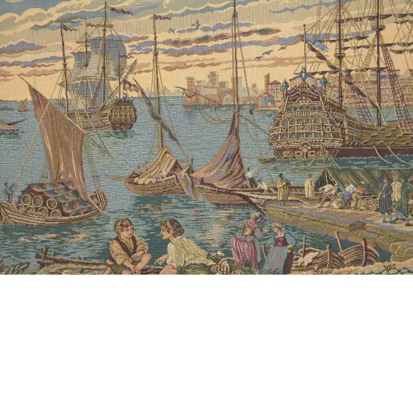 The Harbor Italian Tapestry - 59 in. x 26 in. Cotton/Viscose/Polyester by Francesco Guardi | Close Up 2