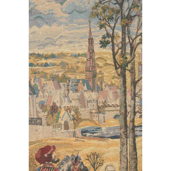 Old Brussels Flanders Vertical Belgian Tapestry Wall Hanging - 40 in. x 46 in. Cotton/Viscose/Polyester by Charlotte Home Furnishings | Close Up 2