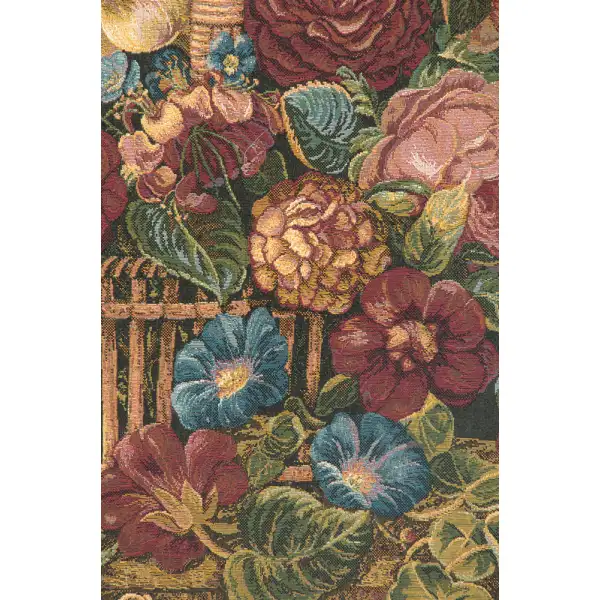 Flower Basket Black II Italian Tapestry - 42 in. x 24 in. Cotton/Viscose/Polyester by Charlotte Home Furnishings | Close Up 1