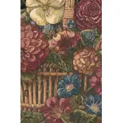 Flower Basket with Black Chenille Background Italian Tapestry | Close Up 1