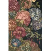 Flower Basket with Black Chenille Background Italian Tapestry | Close Up 2