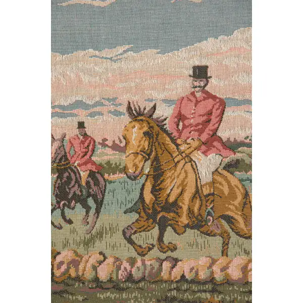 English Hunting Scene French Wall Tapestry - 64 in. x 29 in. Cotton/Viscose/Polyester by Charlotte Home Furnishings | Close Up 1