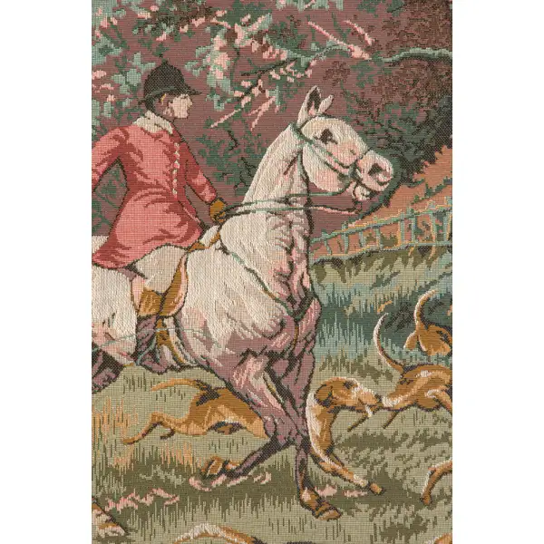 English Hunting Scene French Wall Tapestry - 64 in. x 29 in. Cotton/Viscose/Polyester by Charlotte Home Furnishings | Close Up 2