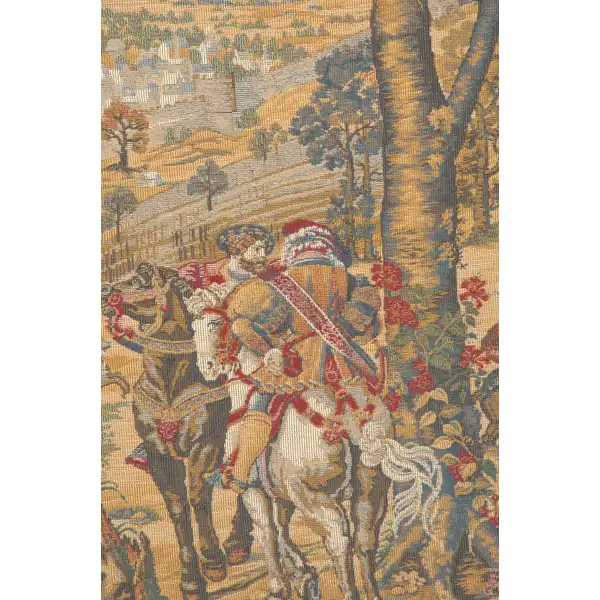 Medieval Brussels Belgian Tapestry Wall Hanging - 70 in. x 38 in. Cotton/Viscose/Polyester by Charlotte Home Furnishings | Close Up 2