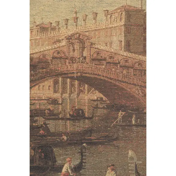 Rialto Bridge Belgian Tapestry Wall Hanging - 78 in. x 57 in. Cotton/Viscose/Polyester by Canaletto | Close Up 2