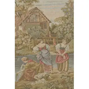 Washing Day At The Mill Horizontal Italian Tapestry - 65 in. x 45 in. Cotton/Viscose/Polyester by Francois Boucher