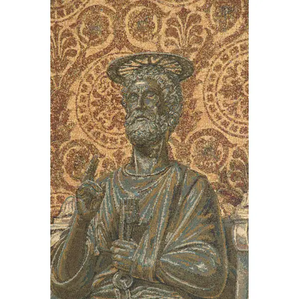 Bronze Statue of St. Pietro Italian Tapestry | Close Up 1