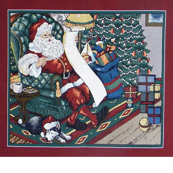 Santa on a Chair Italian Tapestry | Close Up 1