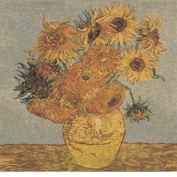 C Charlotte Home Furnishings Inc Van Gogh's Sunflower III European Cushion Cover - 18 in. x 18 in. Cotton/Polyester/Viscose by Vincent Van Gogh | Close Up 1