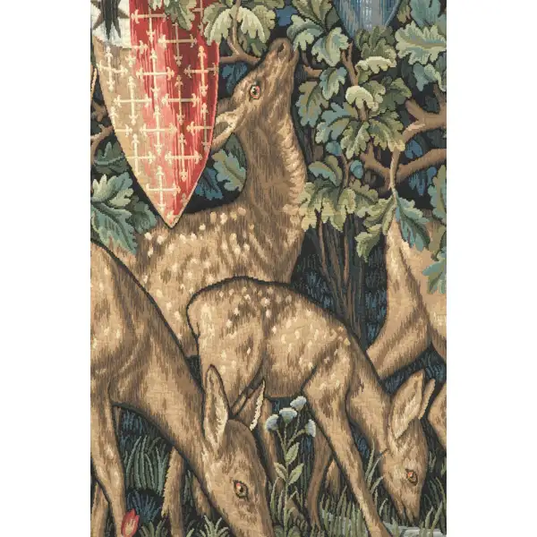 Verdure With Reindeer Belgian Tapestry Wall Hanging - 87 in. x 52 in. Cotton/Viscose/Polyester by Edward Burne Jones | Close Up 2